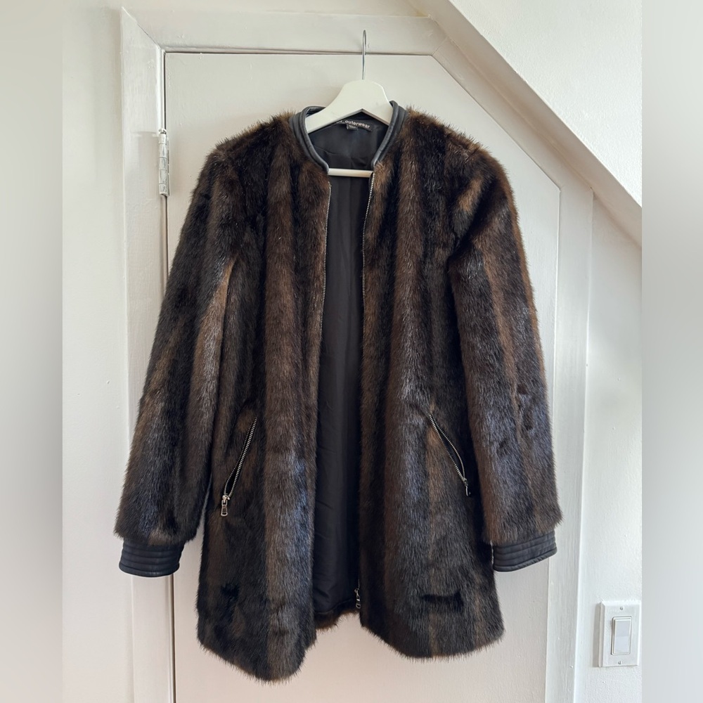Zara Brown Faux Fur Coat